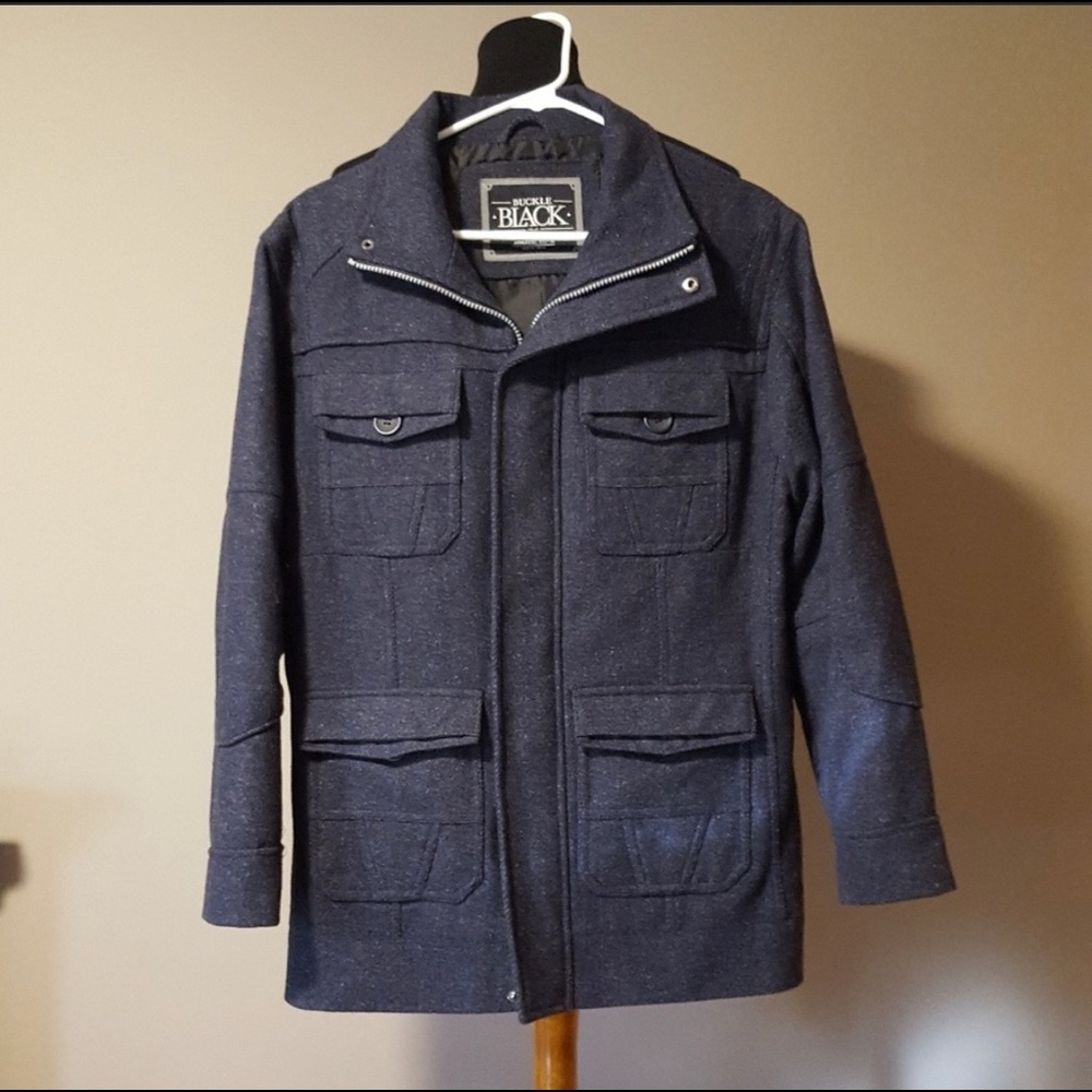 Buckle black wool blend jacket